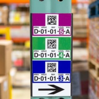 Colour-coded warehouse location labels
